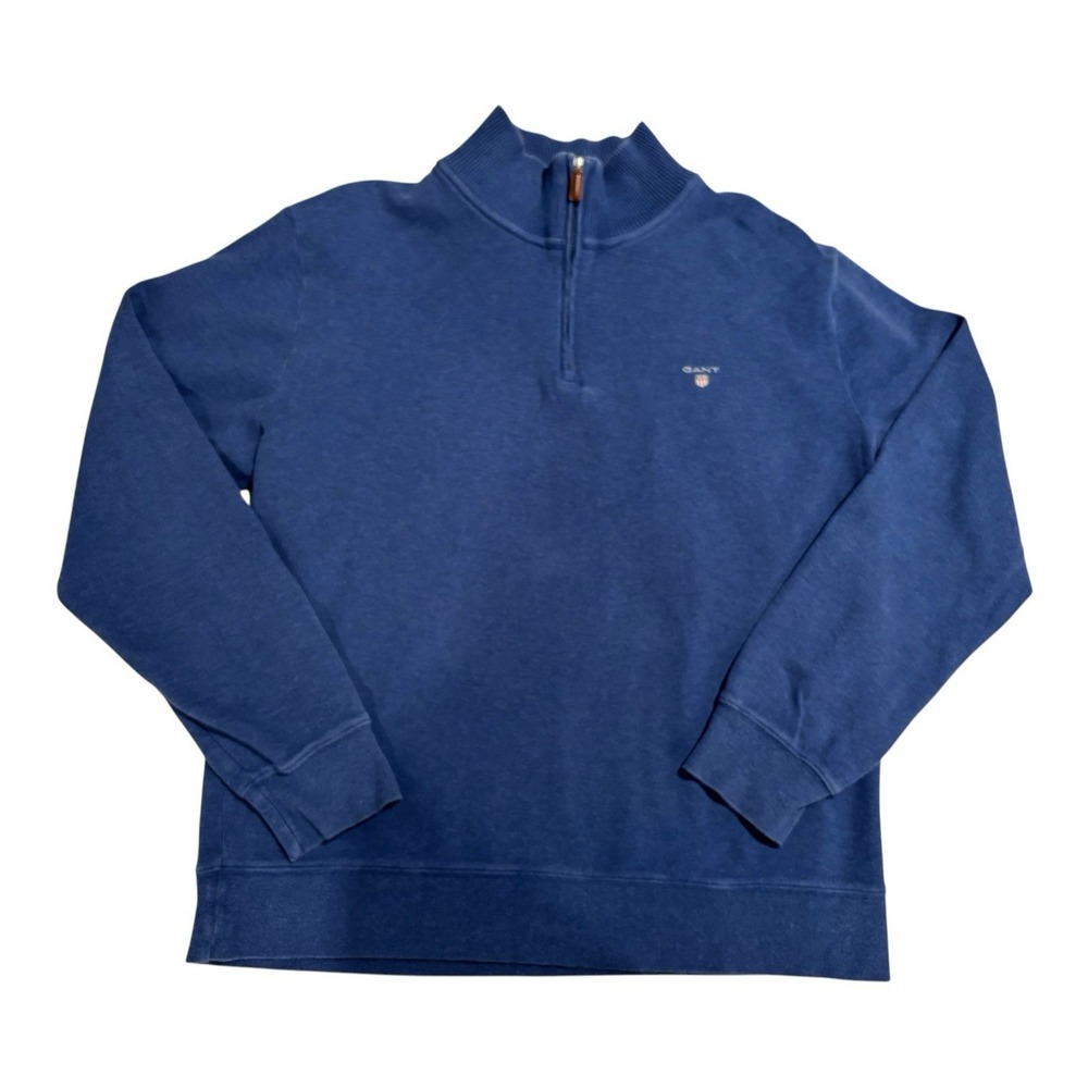 GANT 1/4 Zip‎ Pullover Men's Size XL Blue 100% Cotton Long sleeve Sweater